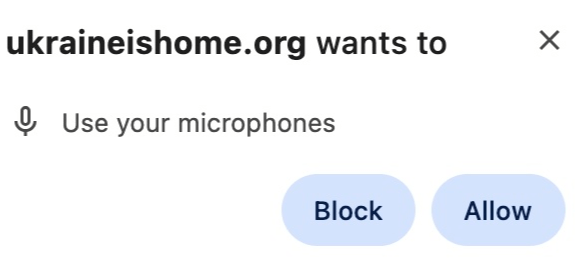 Example microphone permissions prompt that will appear